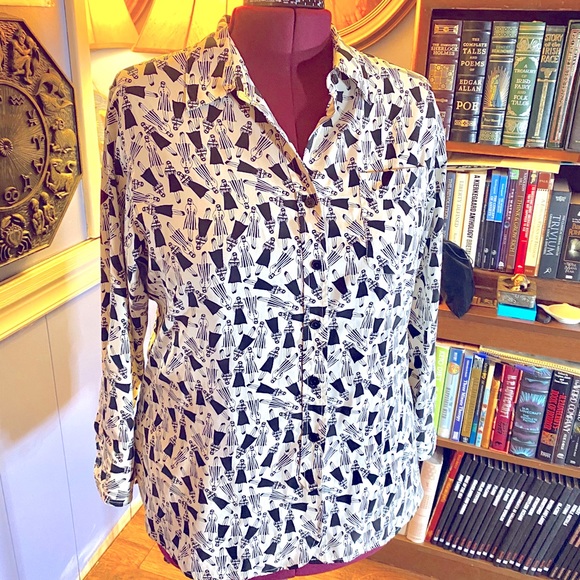 Vintage unique 90’s dress shirt woman print